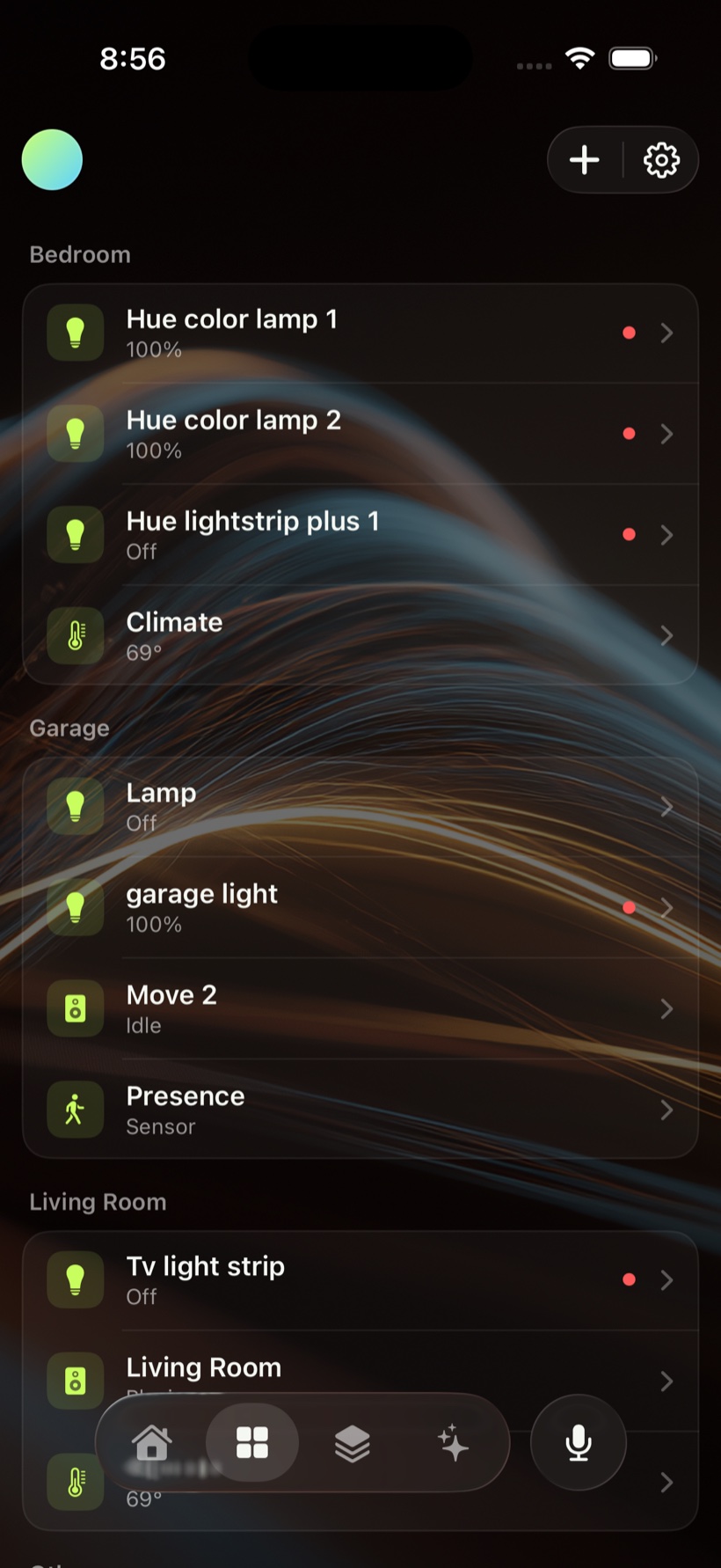 dew devices organized by room