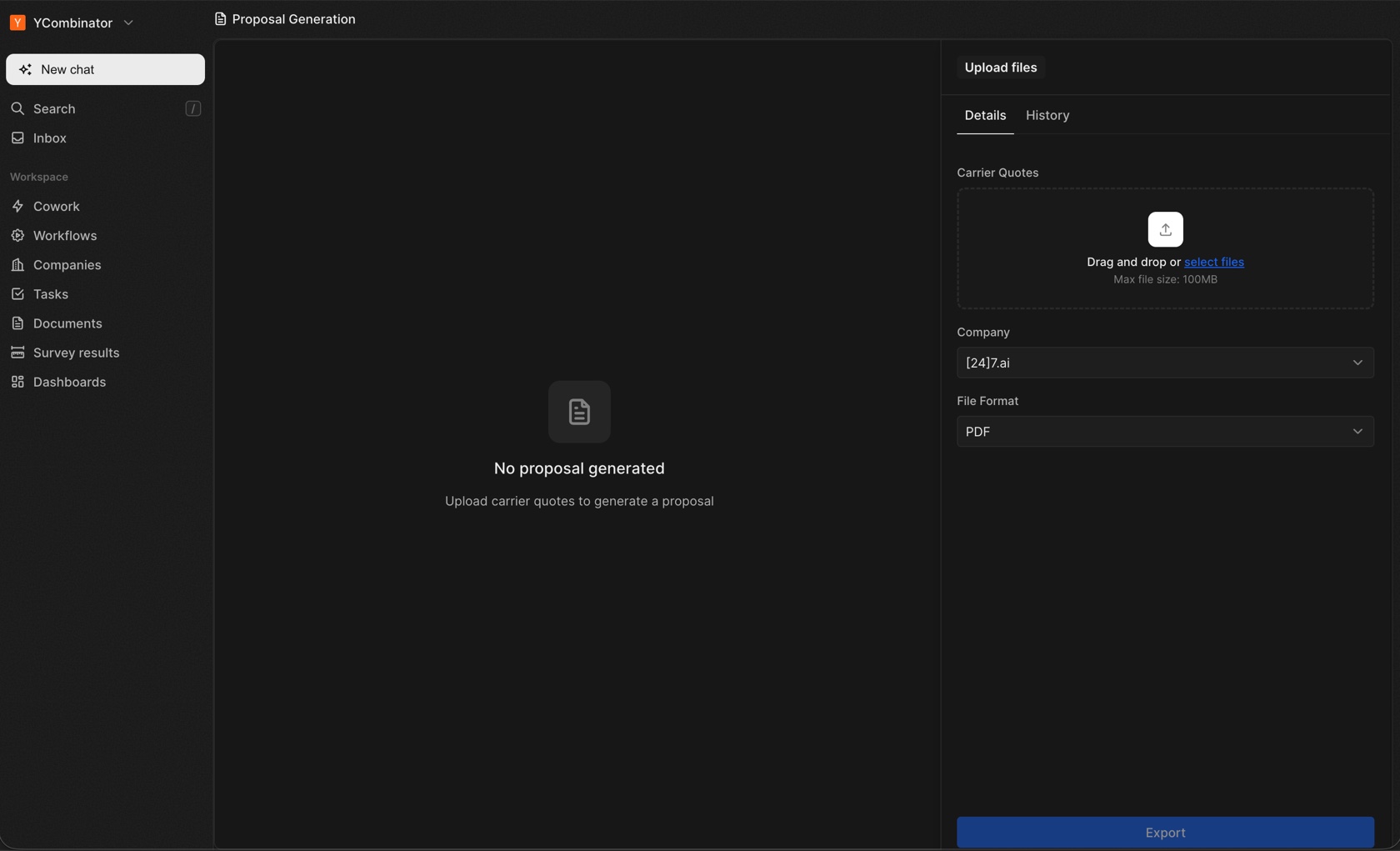 AI proposal generation from carrier quotes