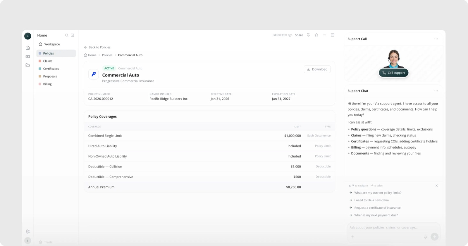 The Via client portal